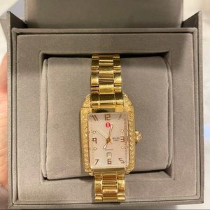 Gold colored Michele Deco diamond watch